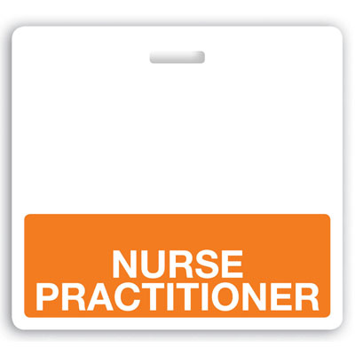 Horizontal "NURSE PRACTITIONER" Badge Buddies (Orange bar, 3-3/32" x 3-3/8")