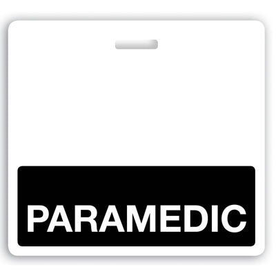 Horizontal "PARAMEDIC" Badge Buddies (Black bar, 3-3/32" x 3-3/8")