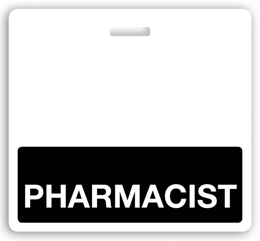 Horizontal "PHARMACIST" Badge Buddies (Black bar, 3-3/32" x 3-3/8")