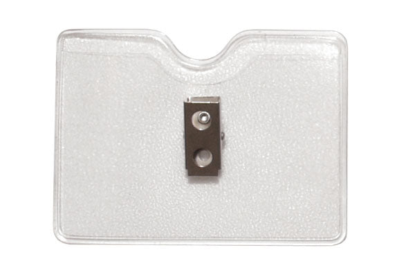 Orange Peel Texture Vinyl Horizontal Top-Load Badge Holder with 2-Hole Clip, 3.5" x 2.3"