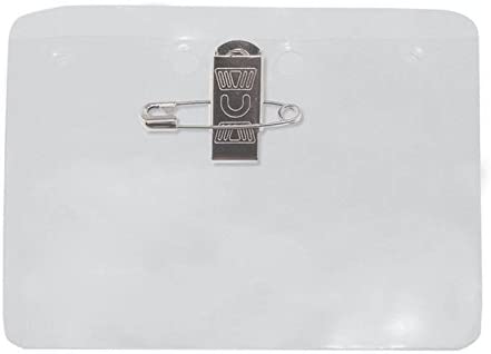 Horizontal Clear Vinyl Badge Holder with Pin-Clip Combo - 100