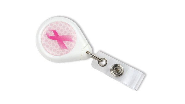 Pink Ribbon No-Twist Badge Reels - Pack of 25