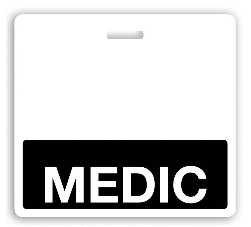Horizontal "MEDIC" Badge Buddies (Black bar, 3-3/32" x 3-3/8")