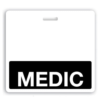 Horizontal "MEDIC" Badge Buddies (Black bar, 3-3/32" x 3-3/8")