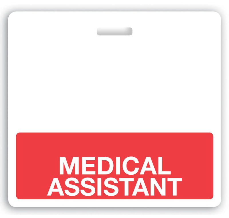 Horizontal "MEDICAL ASSISTANT" Badge Buddies (Red bar, 3-3/32" x 3-3/8")