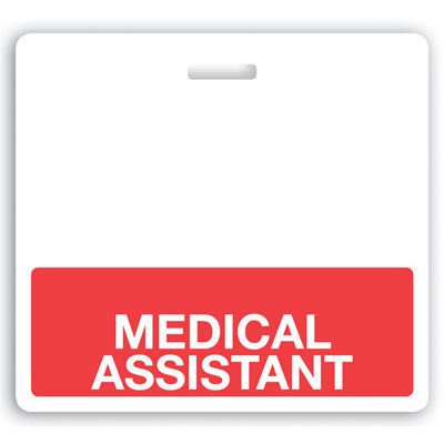 Horizontal "MEDICAL ASSISTANT" Badge Buddies (Red bar, 3-3/32" x 3-3/8")