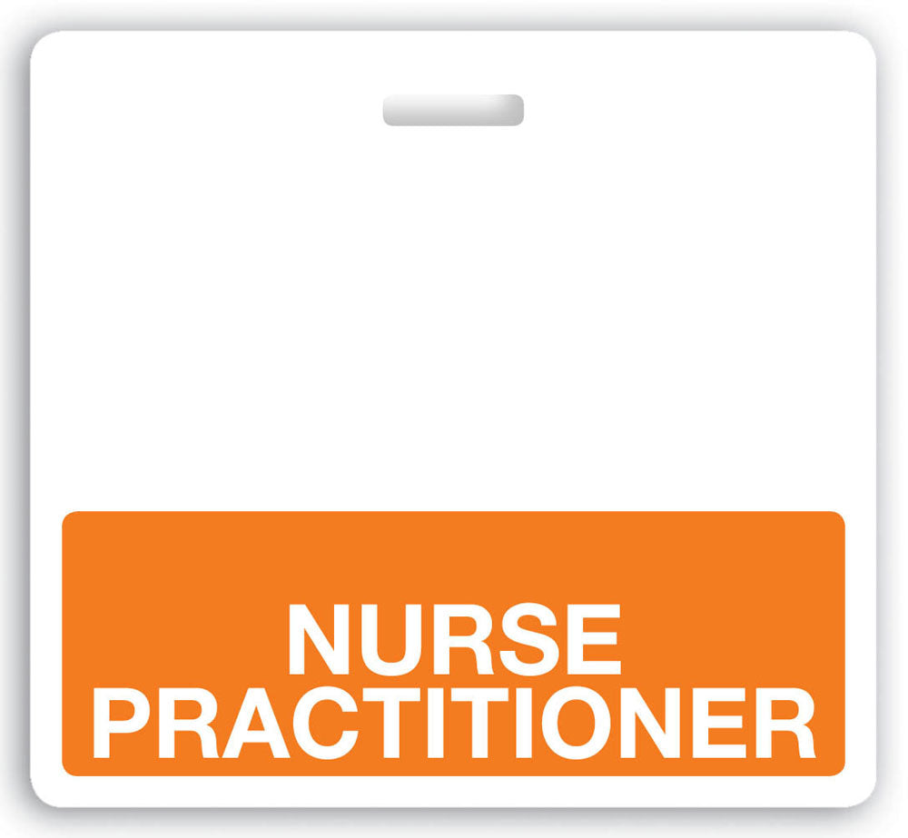 Horizontal "NURSE PRACTITIONER" Badge Buddies (Orange bar, 3-3/32" x 3-3/8")