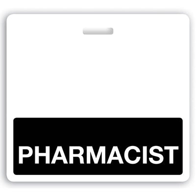 Horizontal "PHARMACIST" Badge Buddies (Black bar, 3-3/32" x 3-3/8")