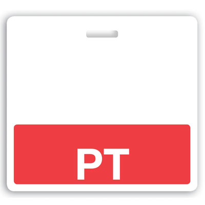 Horizontal "PT" Badge Buddies (Red bar, 3-3/32" x 3-3/8")