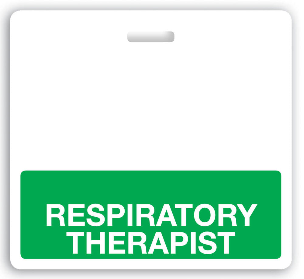 Horizontal "RESPIRATORY THERAPIST" Badge Buddies (Green bar, 3-3/32" x 3-3/8")