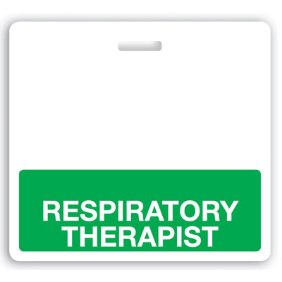 Horizontal "RESPIRATORY THERAPIST" Badge Buddies (Green bar, 3-3/32" x 3-3/8")