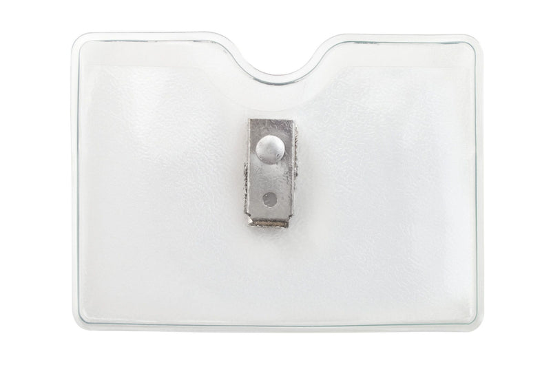 Orange Peel Texture Vinyl Horizontal Top-Load Badge Holder with 2-Hole Clip, 3.5" x 2.3"