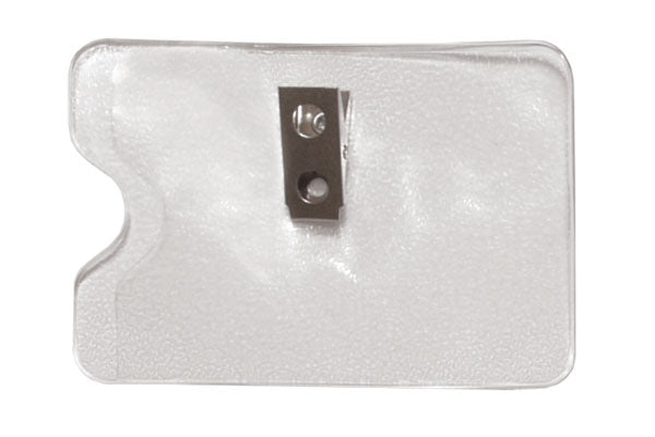 Orange Peel Texture Vinyl Horizontal Side-Load Badge Holder with 2-Hole Clip, 3.5" x 2.3"