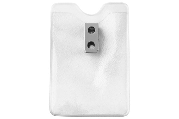 Orange Peel Texture Vinyl Vertical Top-Load Badge Holder with 2-Hole Clip, 2.38" x 3.5"