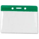 Clear Vinyl Horizontal Badge Holder with Green Color Bar, 3.85" x 2.68"