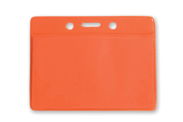 Clear Vinyl Horizontal Badge Holder with Orange Color Back, 3.5" x 2.13"