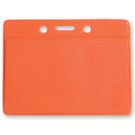 Clear Vinyl Horizontal Badge Holder with Orange Color Back, 3.5" x 2.13"