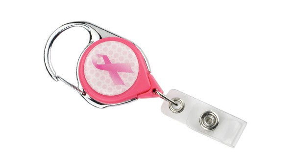 Pink Ribbon No-Twist Badge Reels - Pack of 25