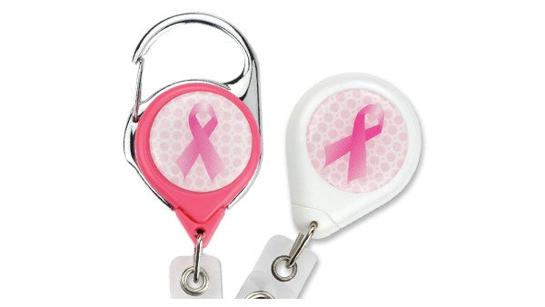 Pink Ribbon No-Twist Badge Reels - Pack of 25