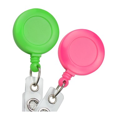 Neon Badge Reel with Slide-Type Belt Clip and Clear Vinyl Strap - 25 per pack